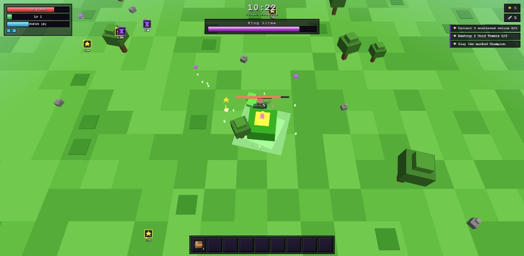 Gameplay — Green Meadows vs King Slime